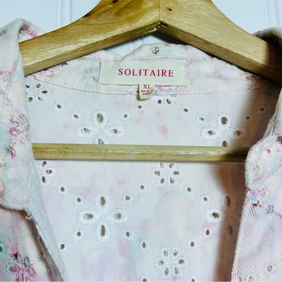 SOLITAIRE TIE DYE PINK FLORAL EYELET BARBIE BARBIECORE SHIRT DRESS BELTED XL - Picture 6 of 10